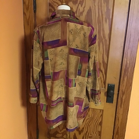 Vintage 90s bright patchwork print shirt - Picture 9 of 9